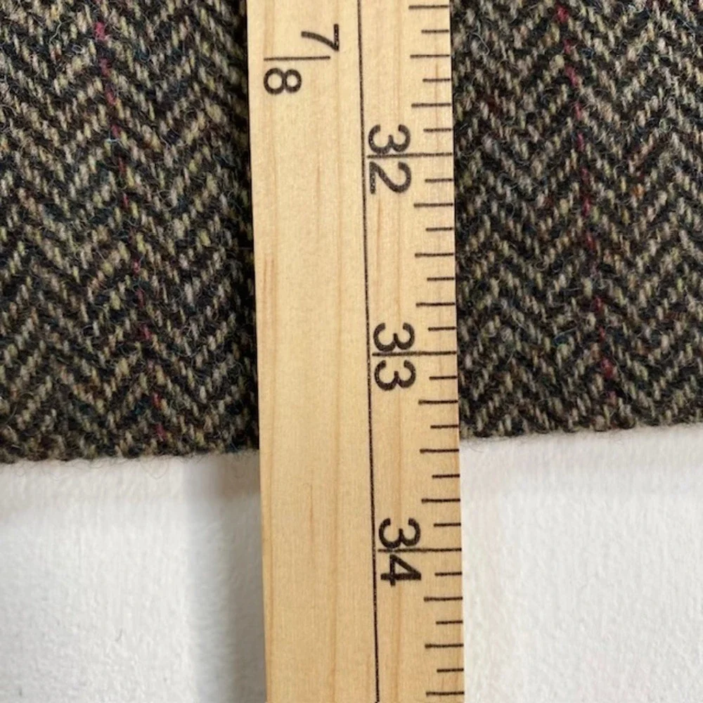Mens 44L Brown Tweed Herringbone 100% Wool Blazer Jacket English Manor - Picture 7 of 15